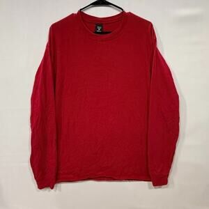 Hanes Beefy-T‎ Men's Long Sleeve T-Shirt XL Red Heavyweight Cotton Crewneck
